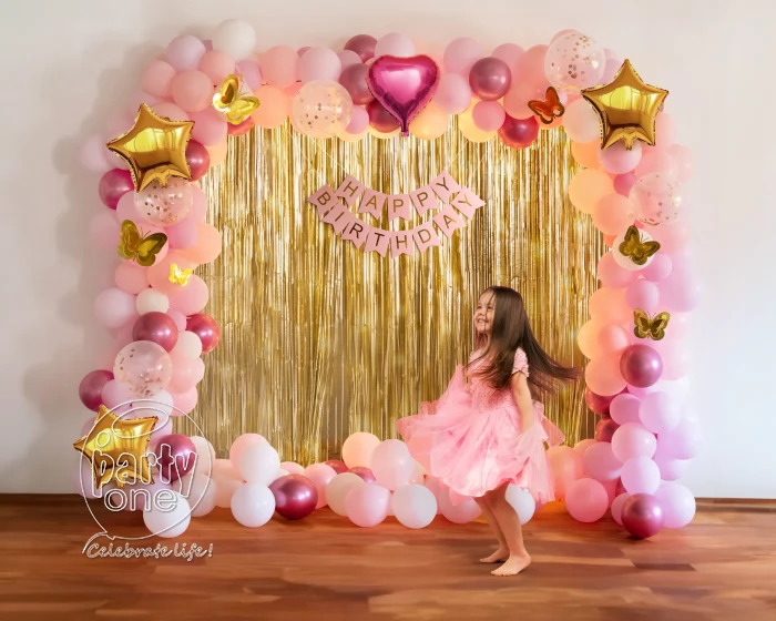 Dazzling Pink & White Baby Girl Birthday Decoratio