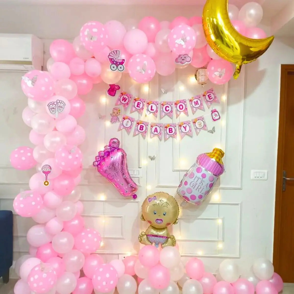 Welcome Baby Girl Balloon and Petal Pathway
