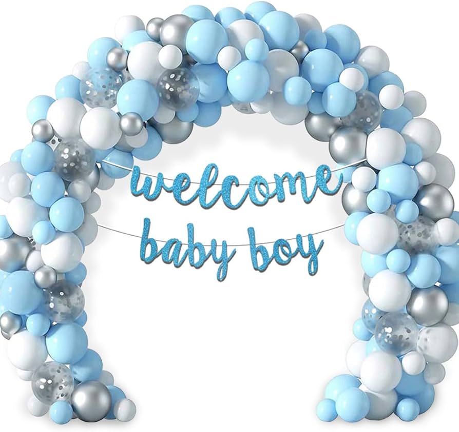 Welcome Baby Boy Arch Balloon Decor