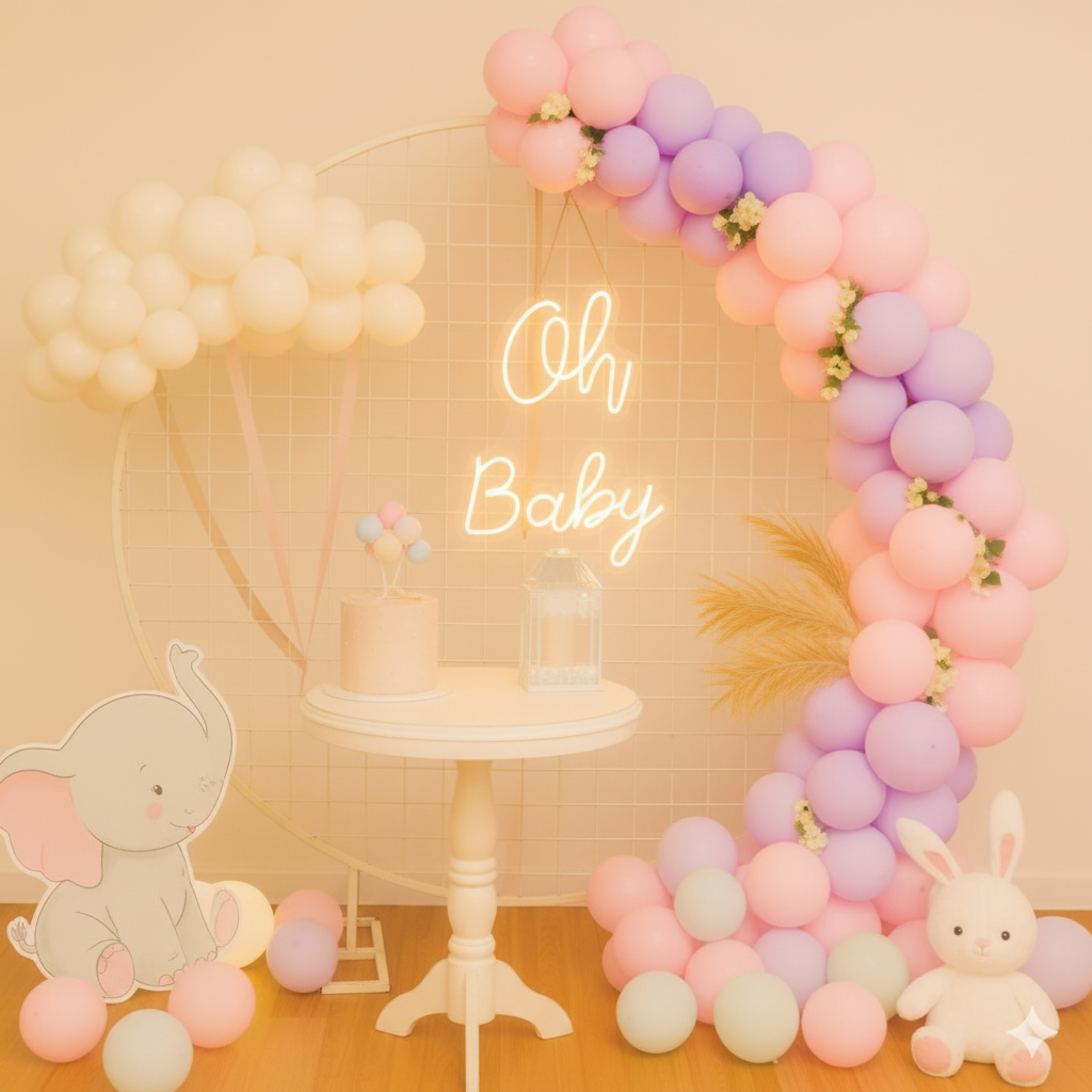 Neon Light Baby Shower Balloon Decoration