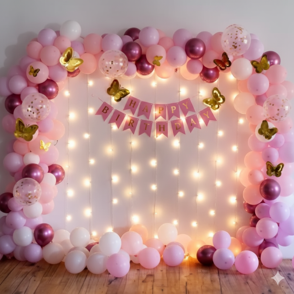 Baby Girl Pink and White Birthday Decor