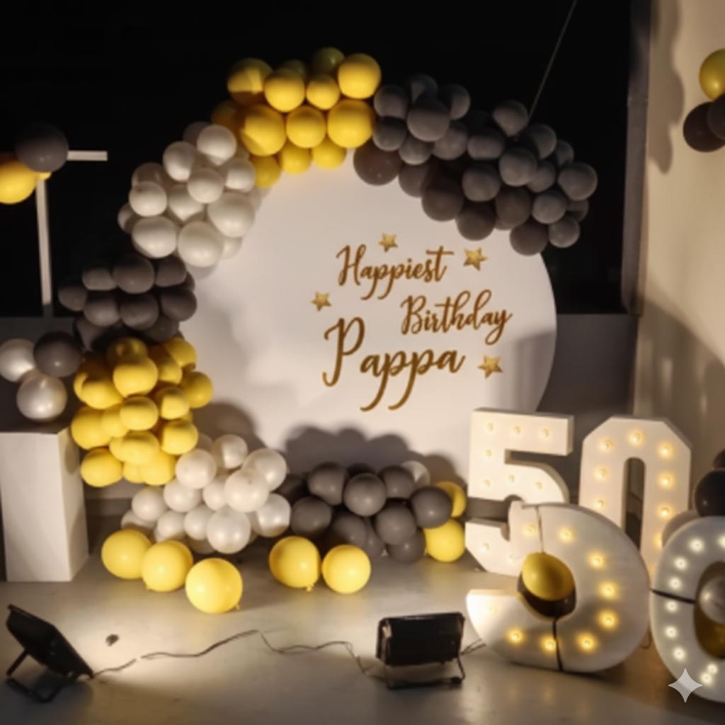 Black Gold Silver 50th Birthday Decor