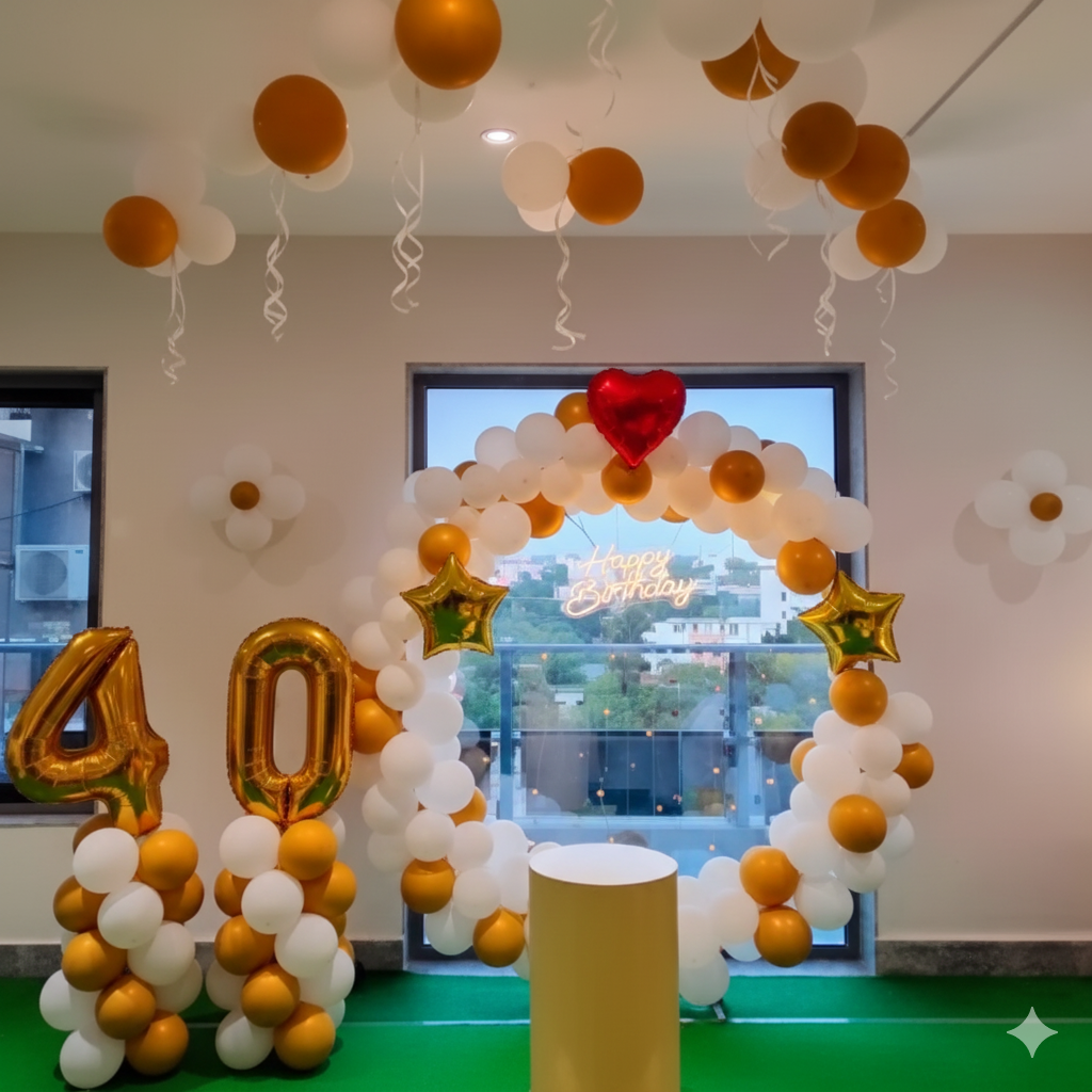 Goldy White 50th Birthday Decor