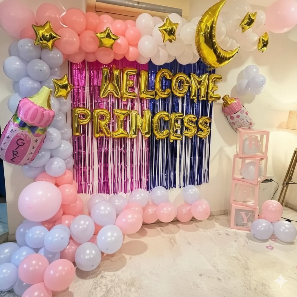 Princess Theme Welcome Baby Balloon Decoration