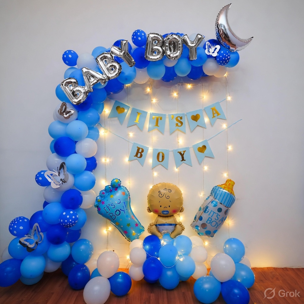 Blue Theme Welcome Baby Boy Decor 