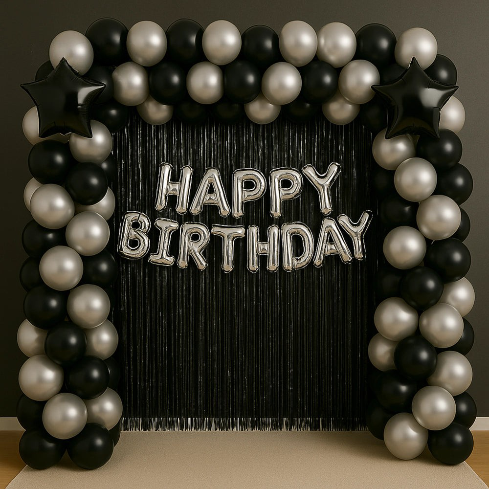 Elegant Black & Silver Birthday Decor 