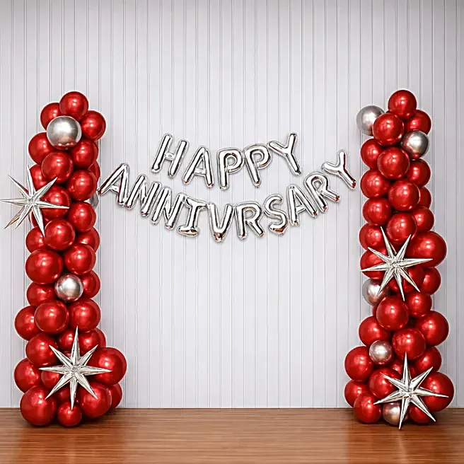 Crimson Glow Anniversary Balloon Decor 