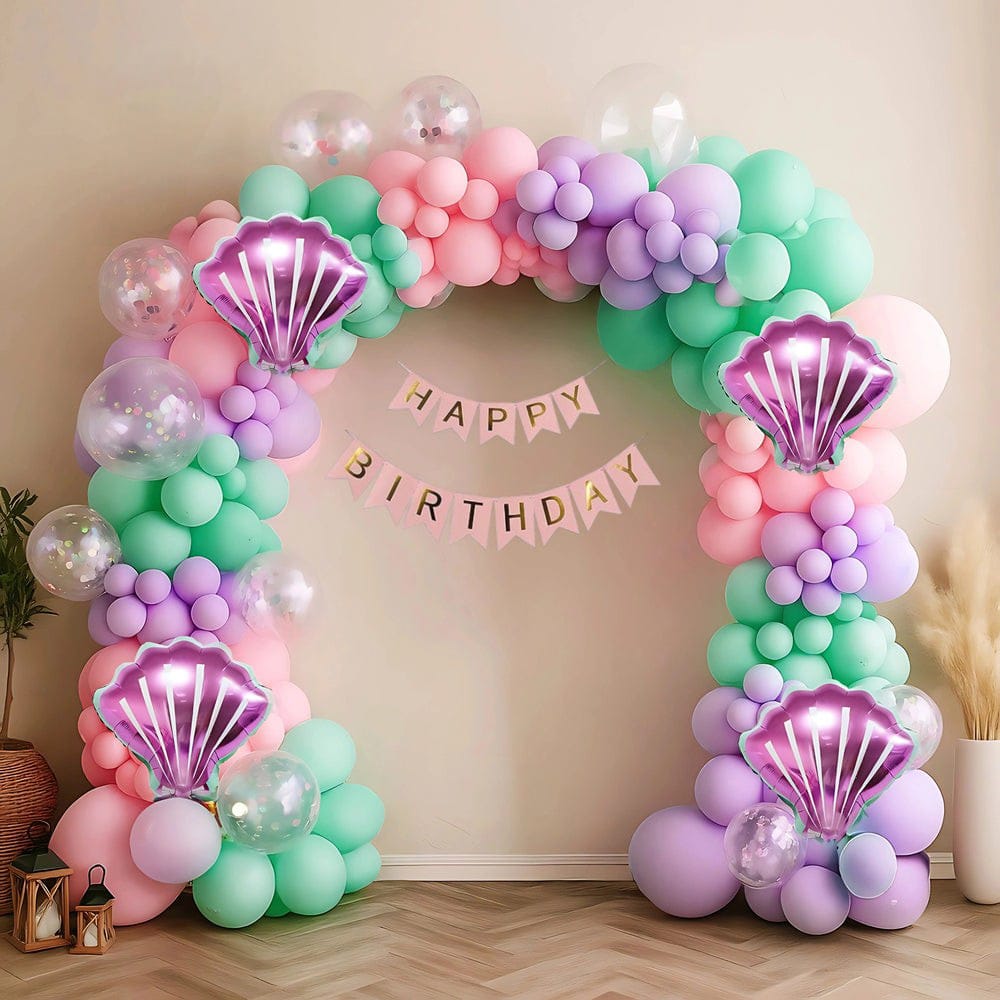 Pestal Mermaid Birthday Balloon Decor 