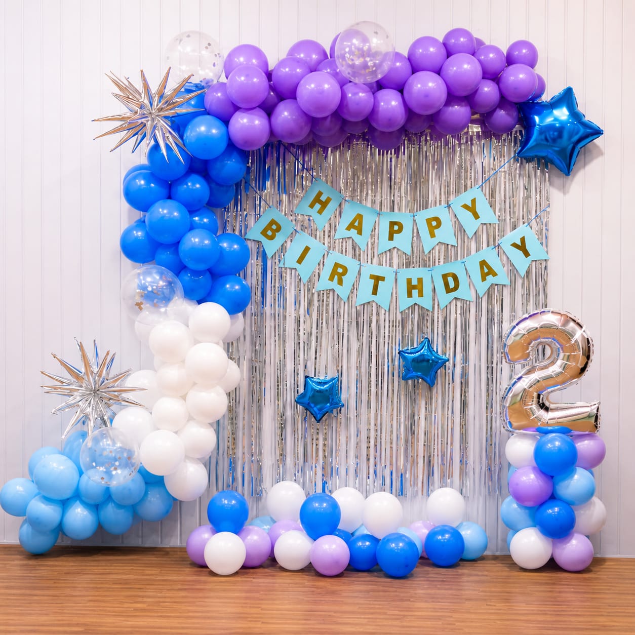Sparkling Blue Star Balloon Decor