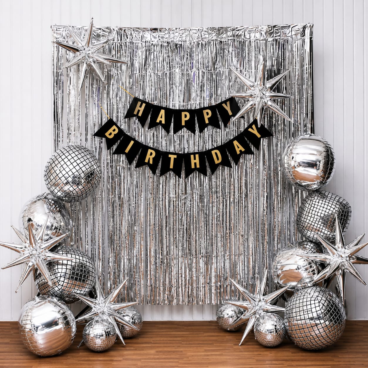 Monochromatic Silver Birthday Decoration