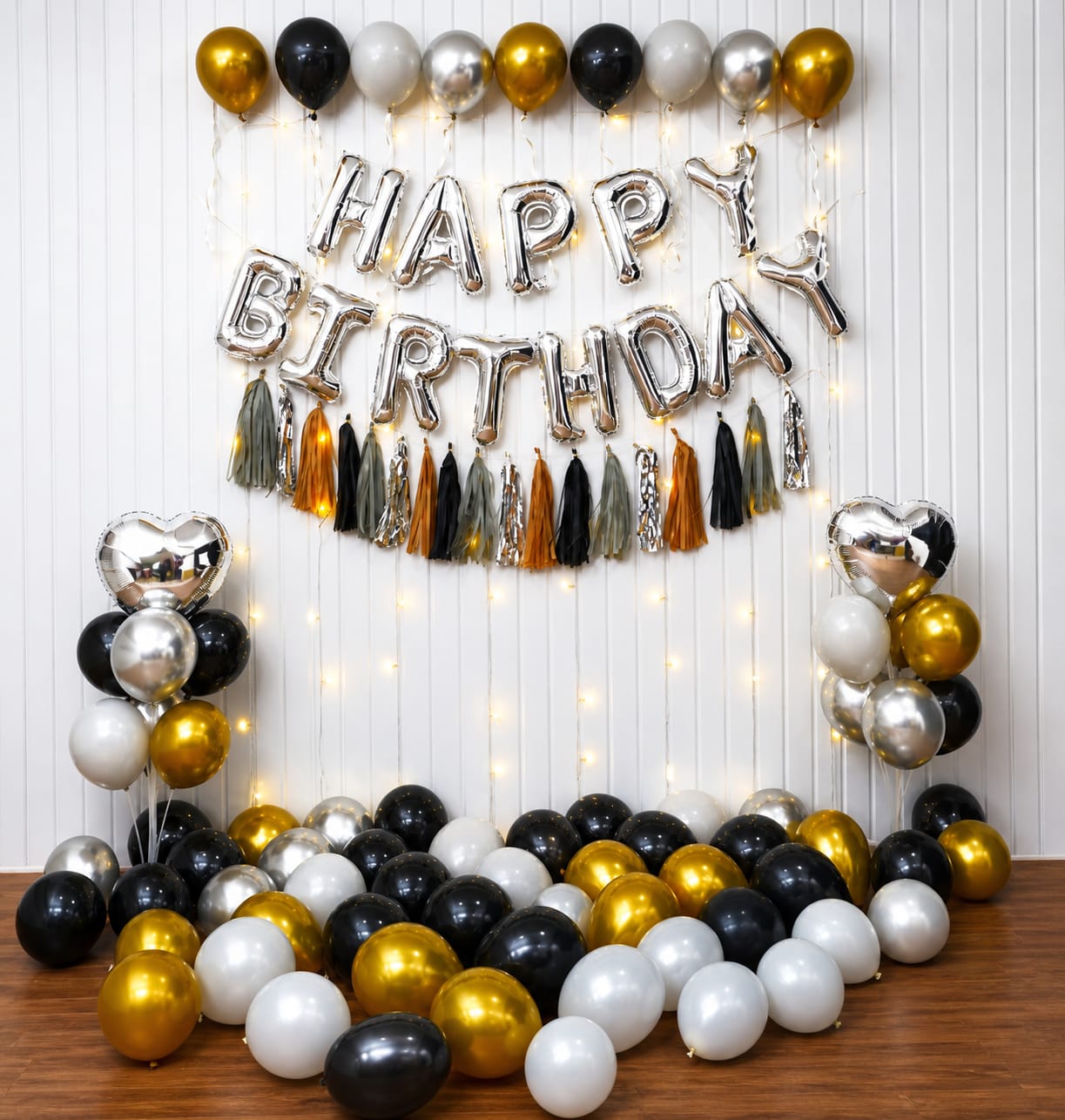 Black And Gray Birthday Balloon Decoration