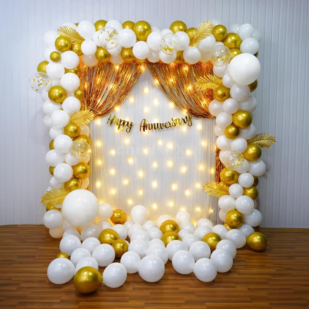White & Gold Enhancement Anniversary Decoration
