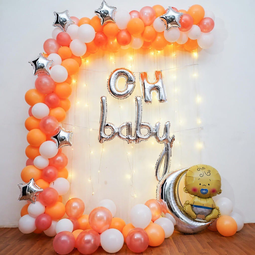 Peach And Rosegold Oh Baby Decor