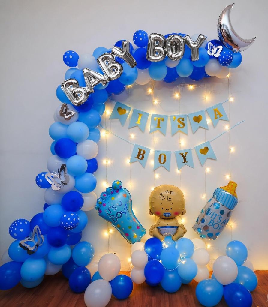 Blue Theme Welcome Baby Boy Decor