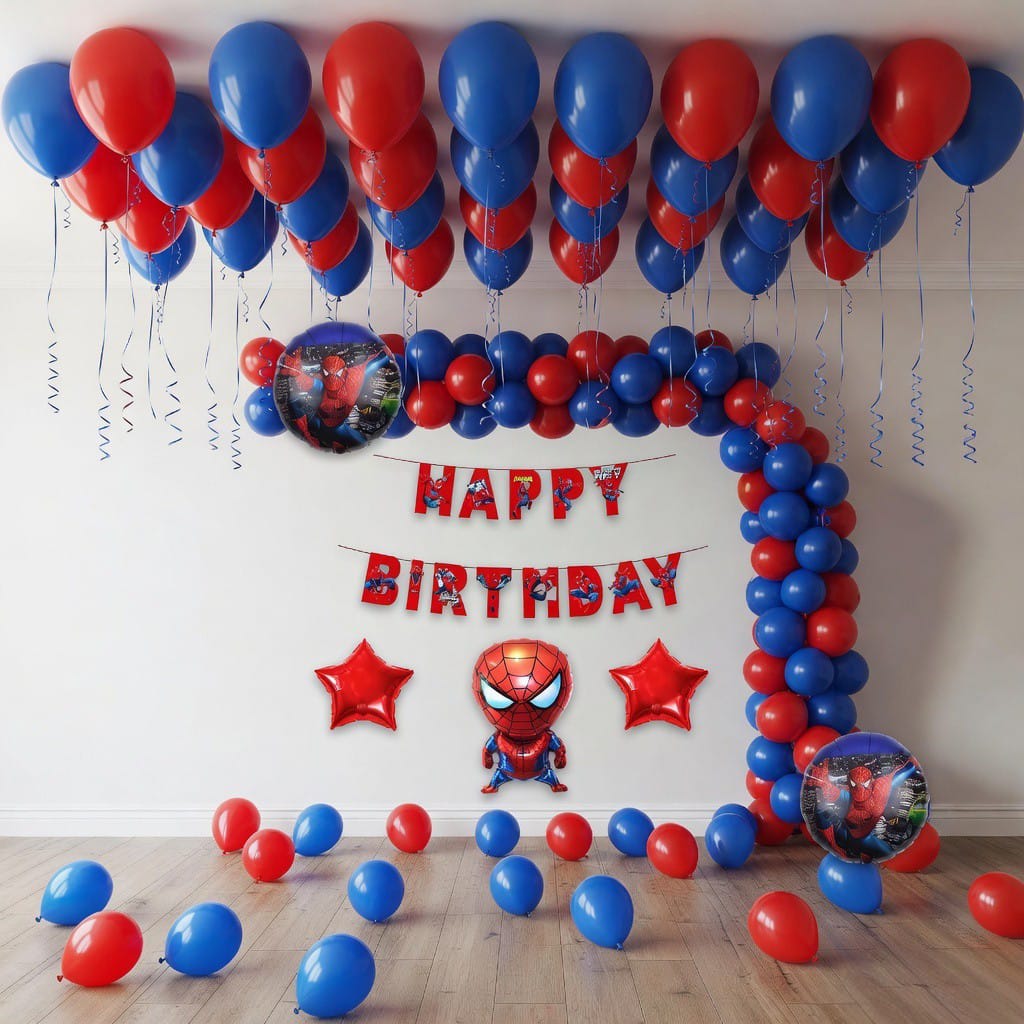 Red & Blue Spiderman Birthday Decor