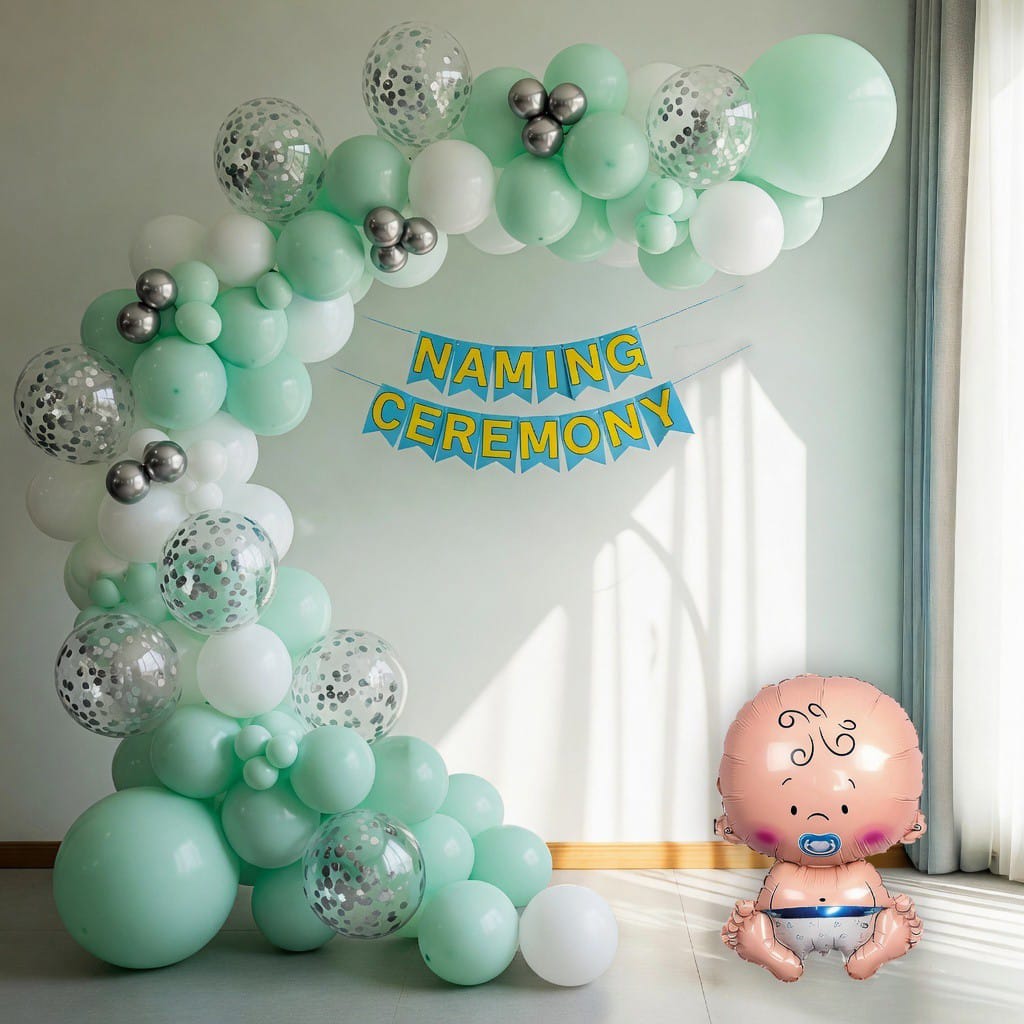 Pastel Balloon Decor for Baby Naming Ceremony