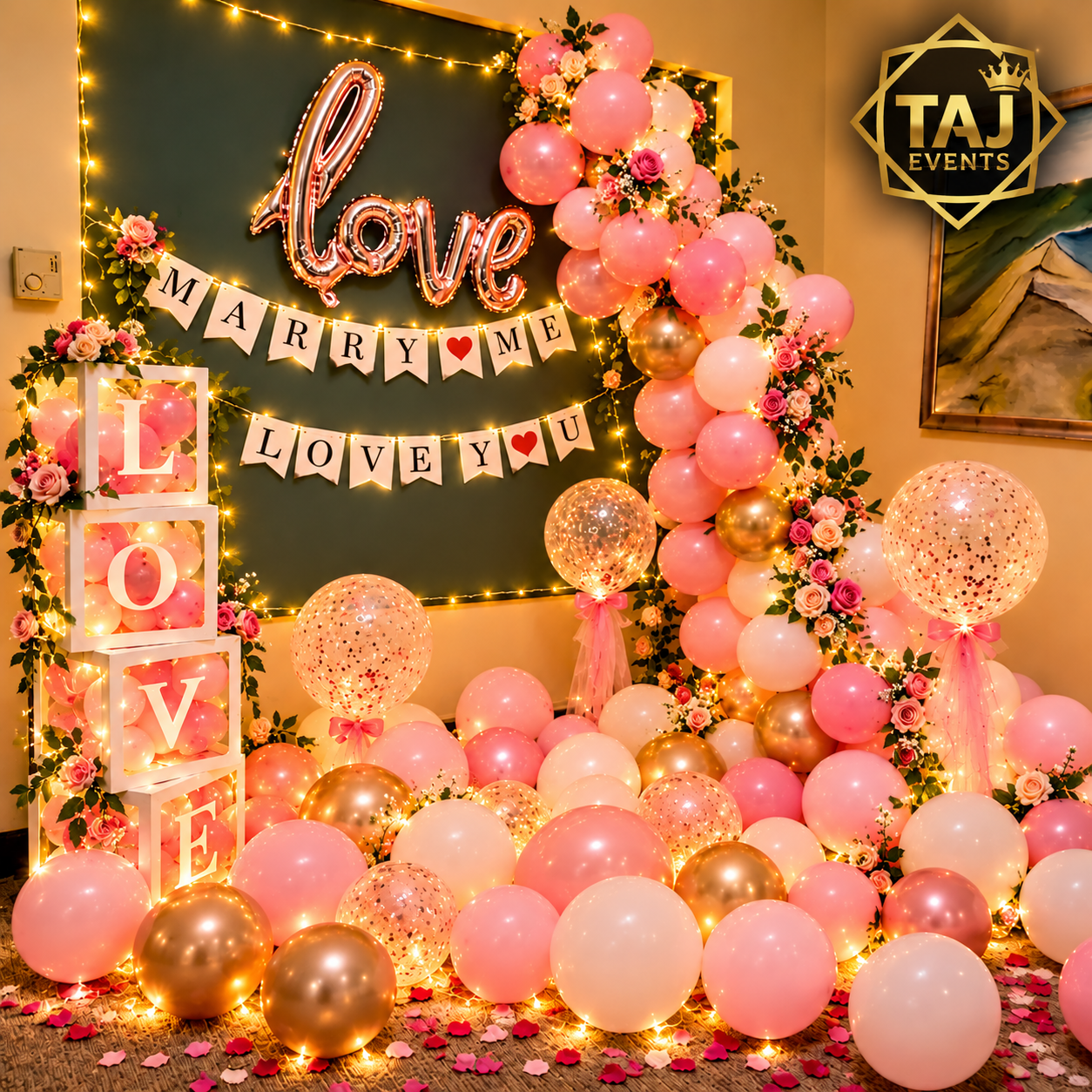 Pink Proposal Hall Setup