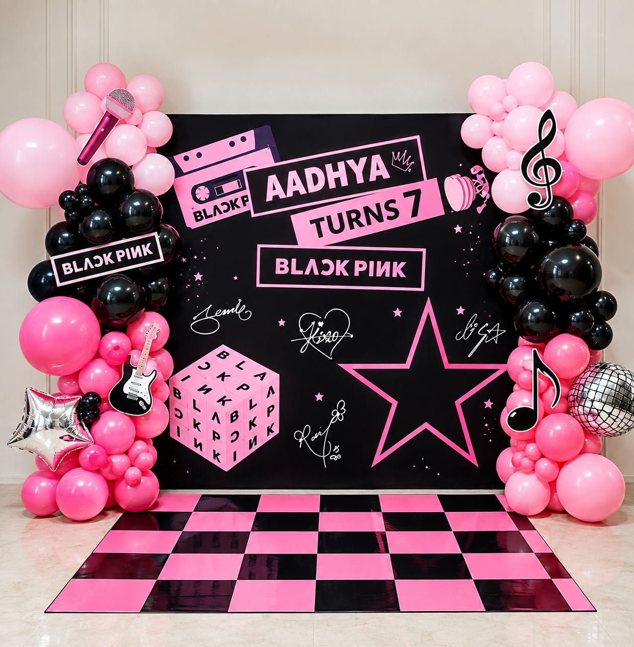 BLACKPINK Theme Backdrop & Floor Flex Birthday Decoration