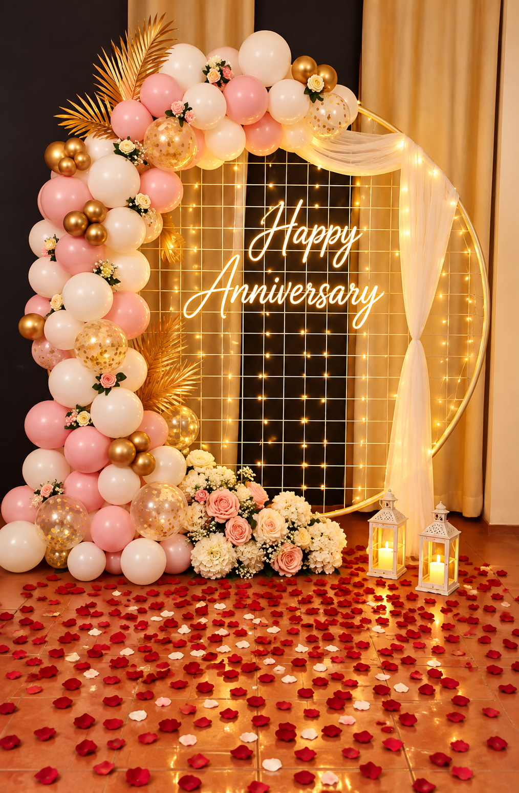 Elegant Anniversary Balloon Ring Decoration - Hyderabad