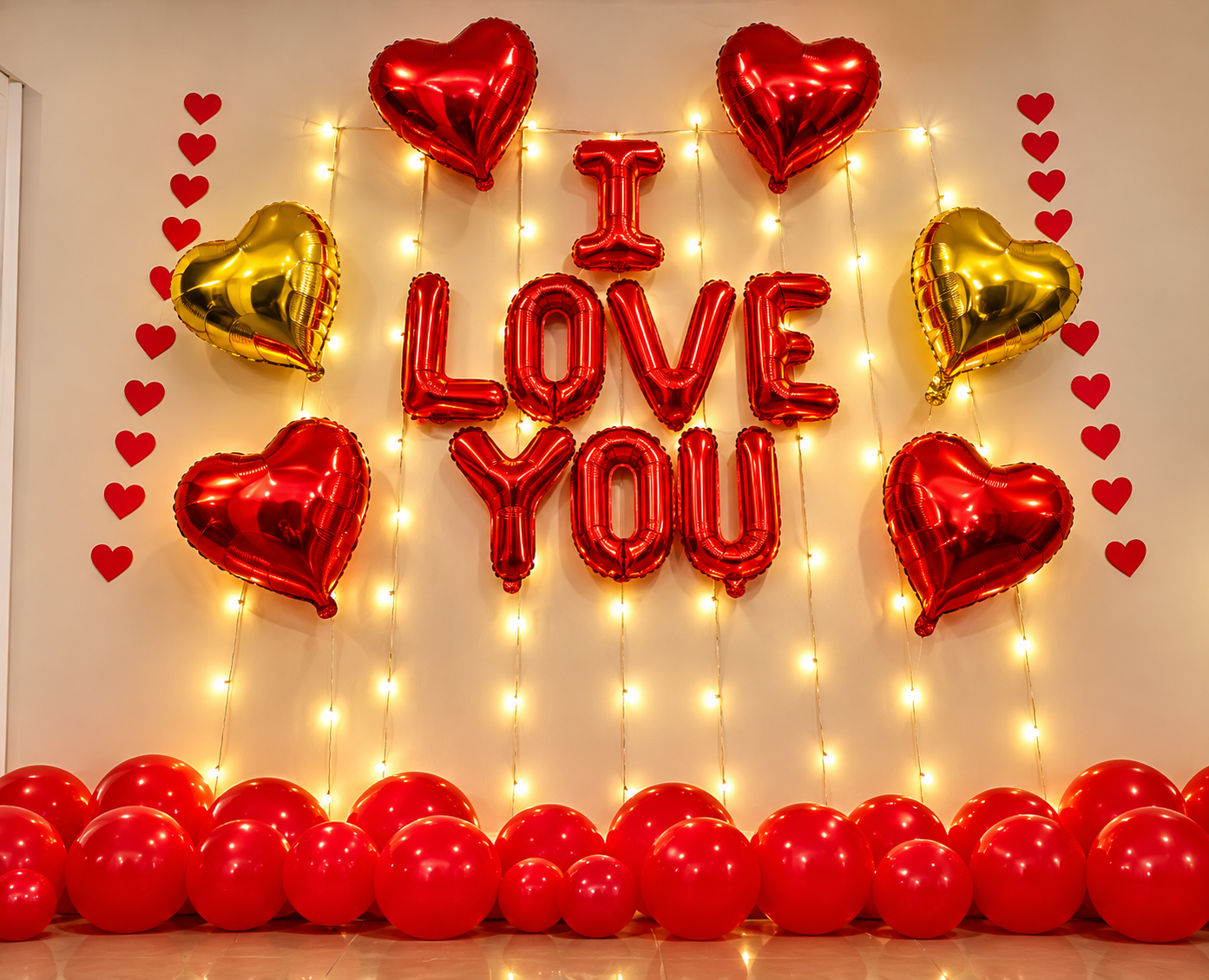 I Love You Red Foil Balloon Decoration - Hyderabad