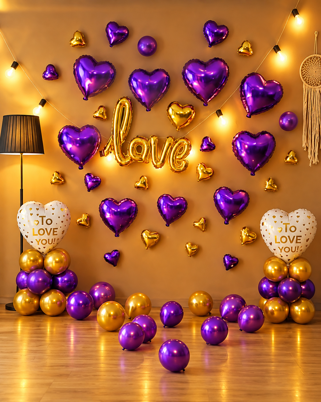 Romantic Heart Foil Wall Decoration in Hyderabad