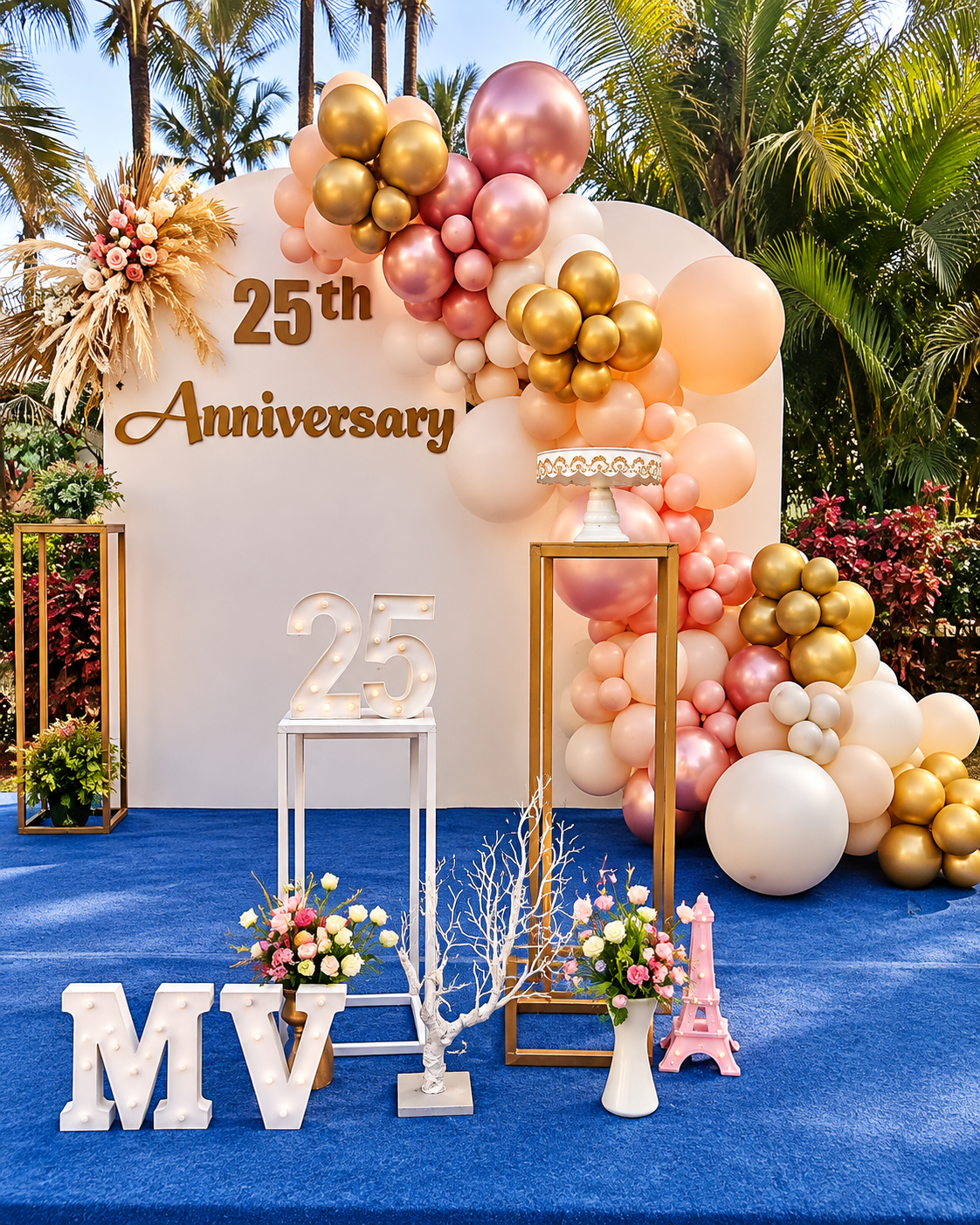 Gold and Pastel 25th Anniversary Decor in Hyderabad