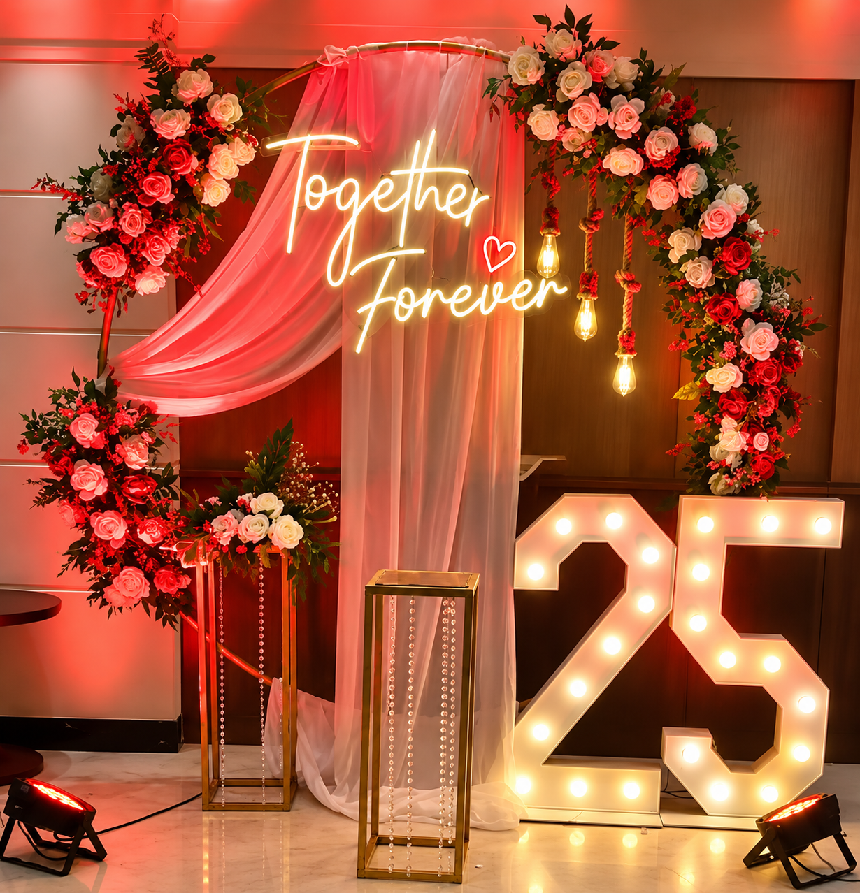 25th Flower Backdrop Decor