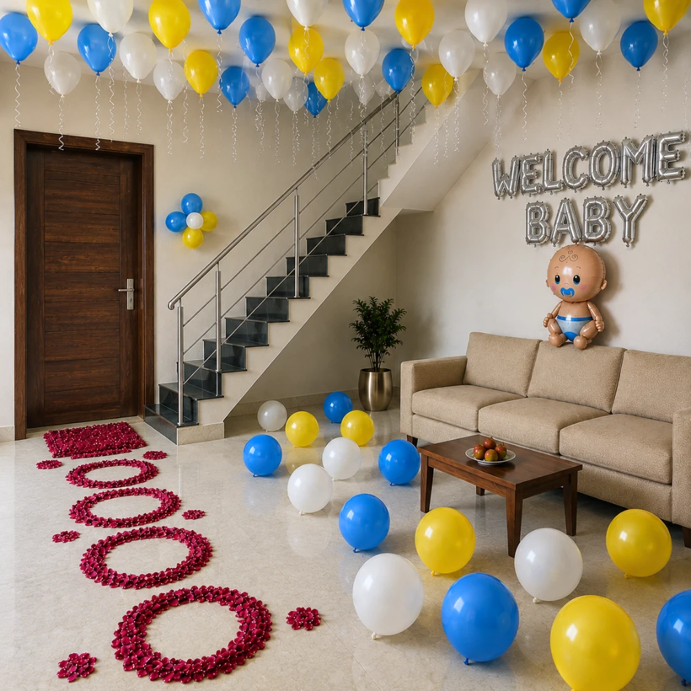 Welcome Baby Boy Ceiling Balloon Decoration