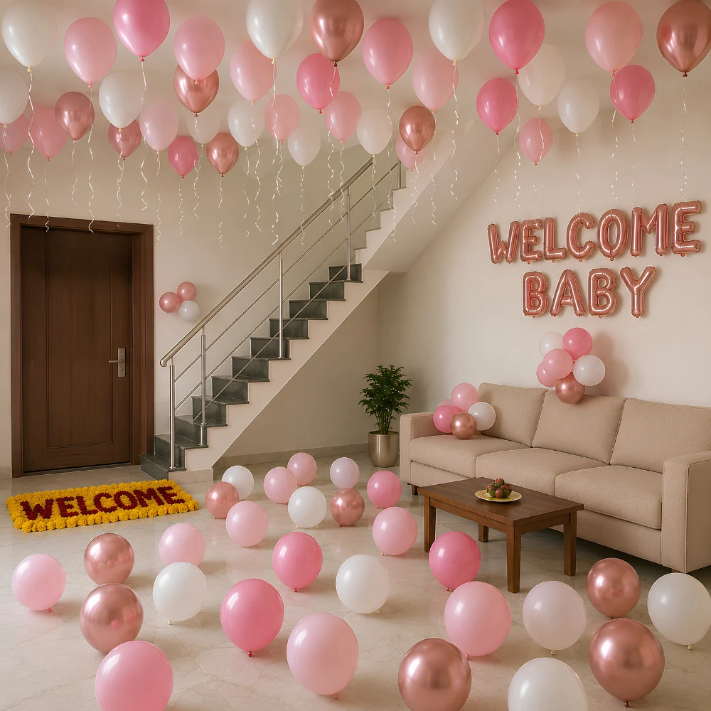 Welcome Baby Girl Ceiling Balloon Decoration