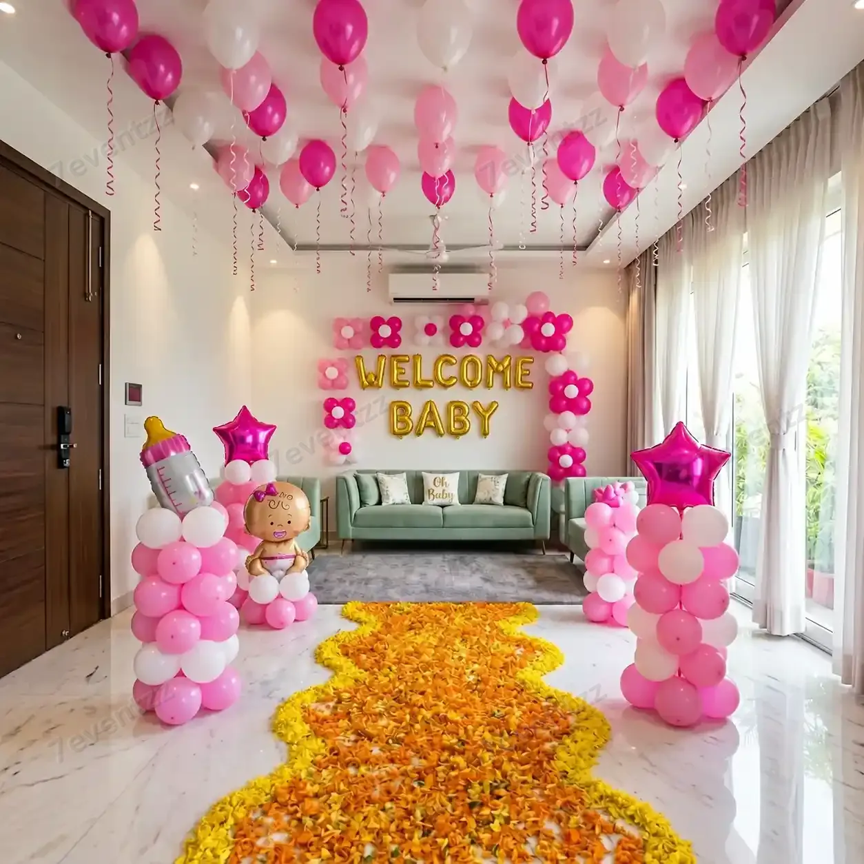 Baby Girl Welcome Balloon Decoration