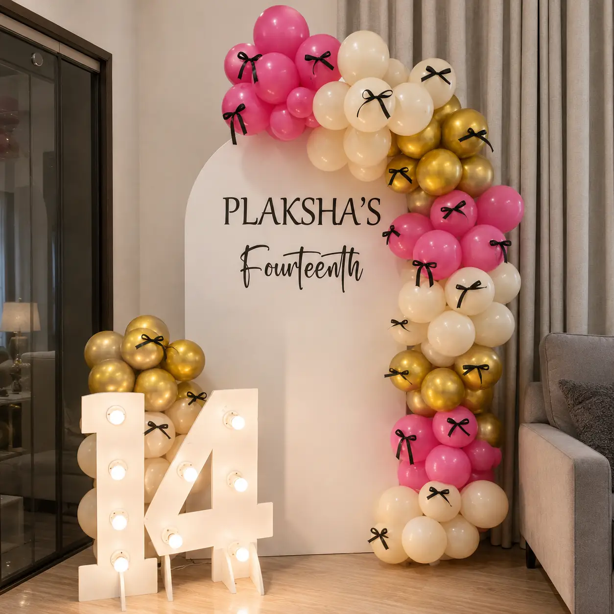 Birthday Backdrop Decor in Bow Theme