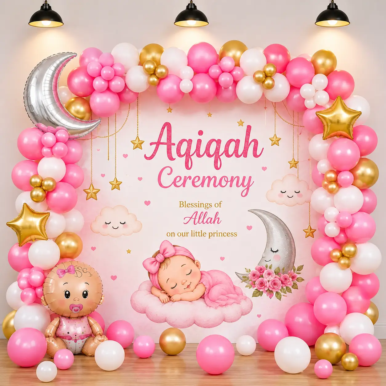 Simple Aqiqah Backdrop Decoration