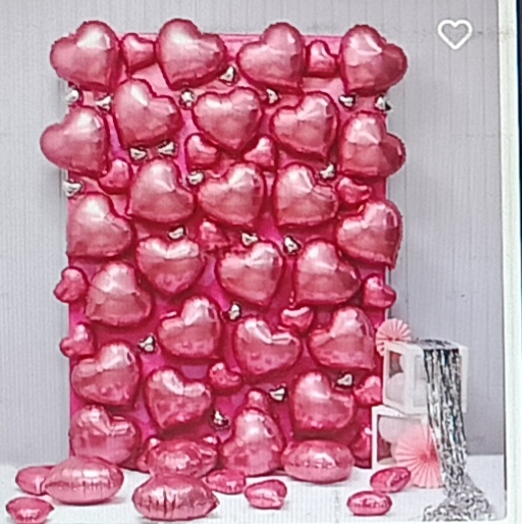 Valentine Pink Heart Foil Backdrop