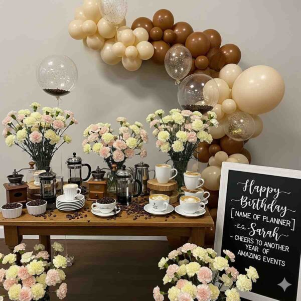 Aesthetic Coffee and Carnation Birthday Decor - Image 5