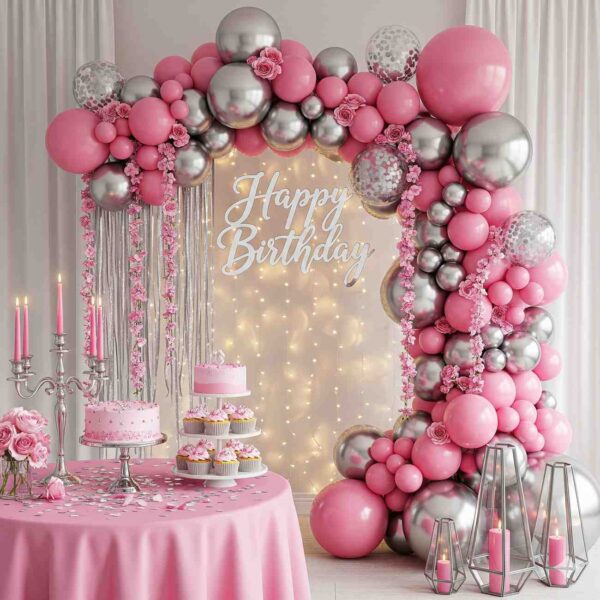 Pink and Silver Birthday Decoration - Image 19