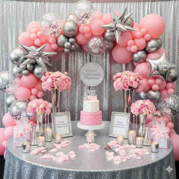 Pink and Silver Birthday Decoration - Image 9