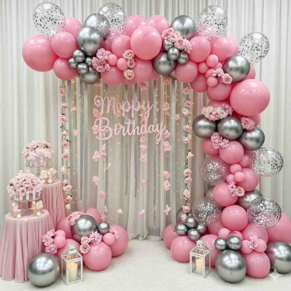 Pink and Silver Birthday Decoration - Image 17