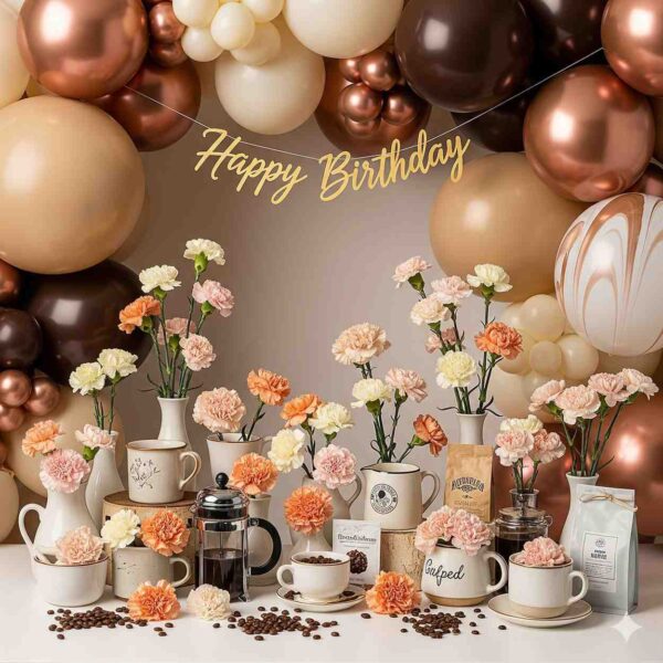Aesthetic Coffee and Carnation Birthday Decor - Image 6