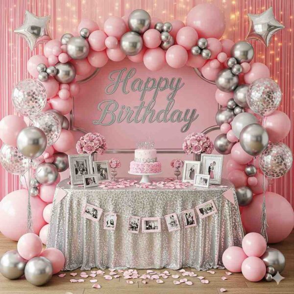 Pink and Silver Birthday Decoration - Image 16
