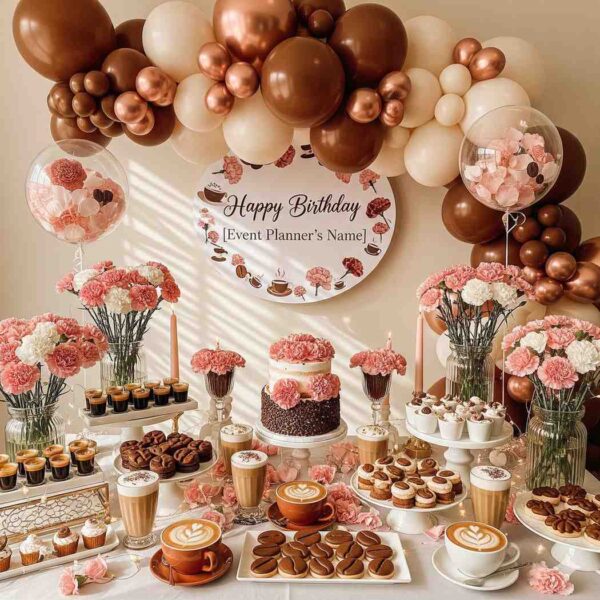 Aesthetic Coffee and Carnation Birthday Decor - Image 9