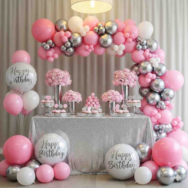 Pink and Silver Birthday Decoration - Image 15