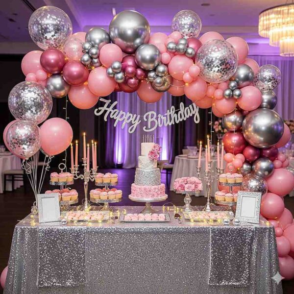 Pink and Silver Birthday Decoration - Image 13