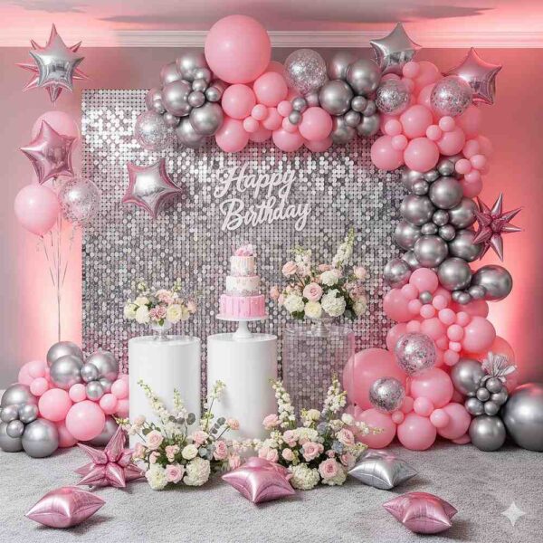 Pink and Silver Birthday Decoration - Image 12