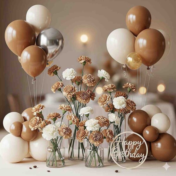 Aesthetic Coffee and Carnation Birthday Decor - Image 11