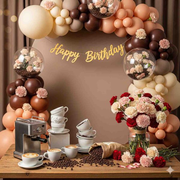 Aesthetic Coffee and Carnation Birthday Decor - Image 14