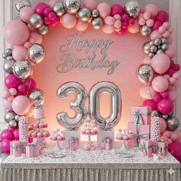 Pink and Silver Birthday Decoration - Image 10