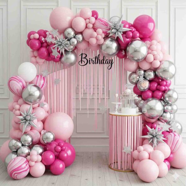 Pink and Silver Birthday Decoration - Image 11