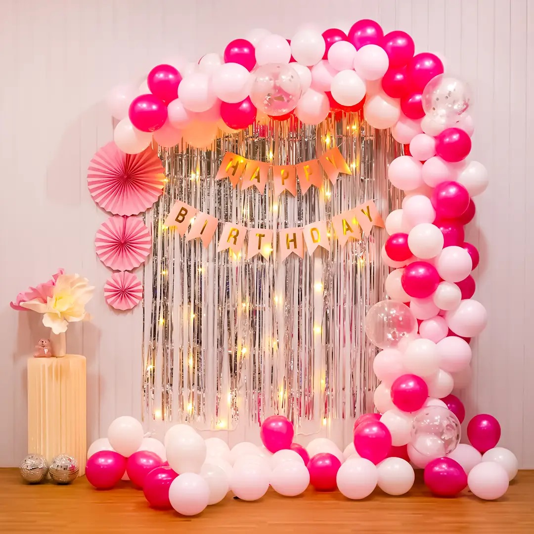 Pink and Silver Birthday Decoration