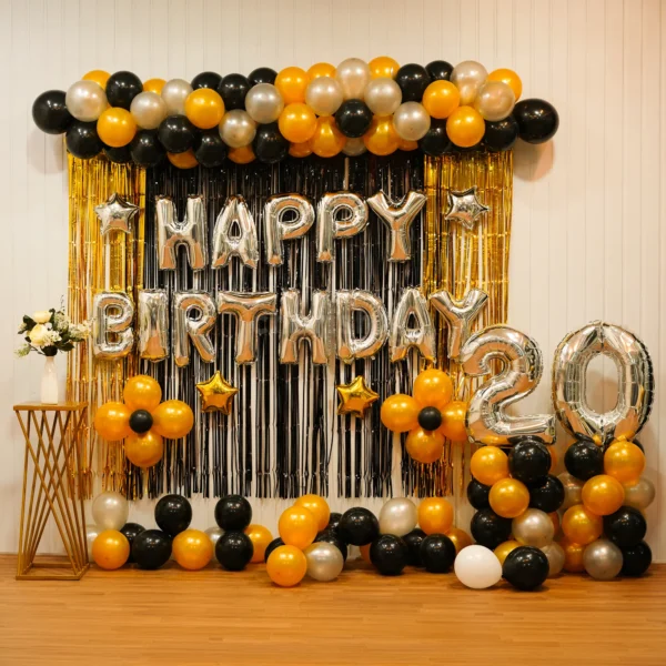 Black and Gold Happy Birthday Decoration - Image 6