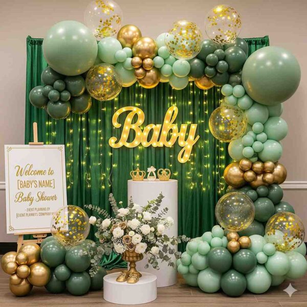 Green and Gold Baby Shower Decor - Image 7
